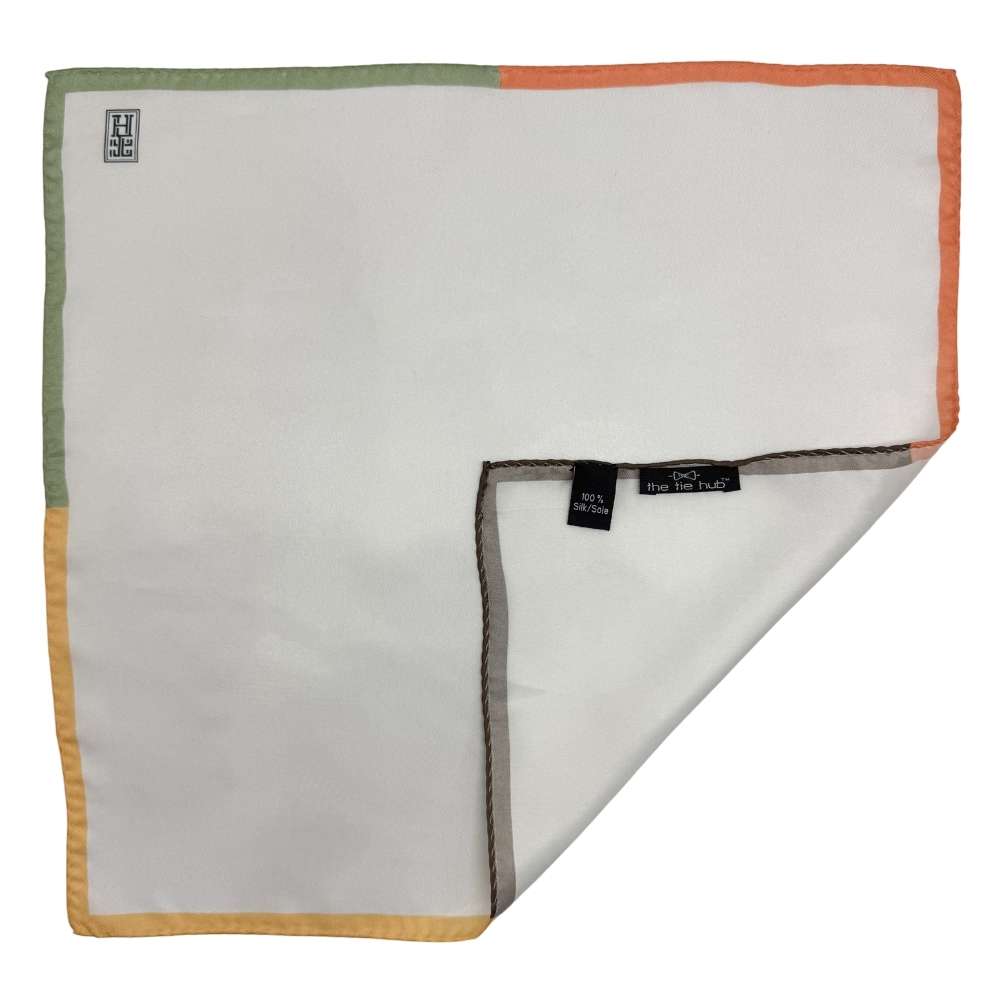 White Italian Silk Pocket Square for Men