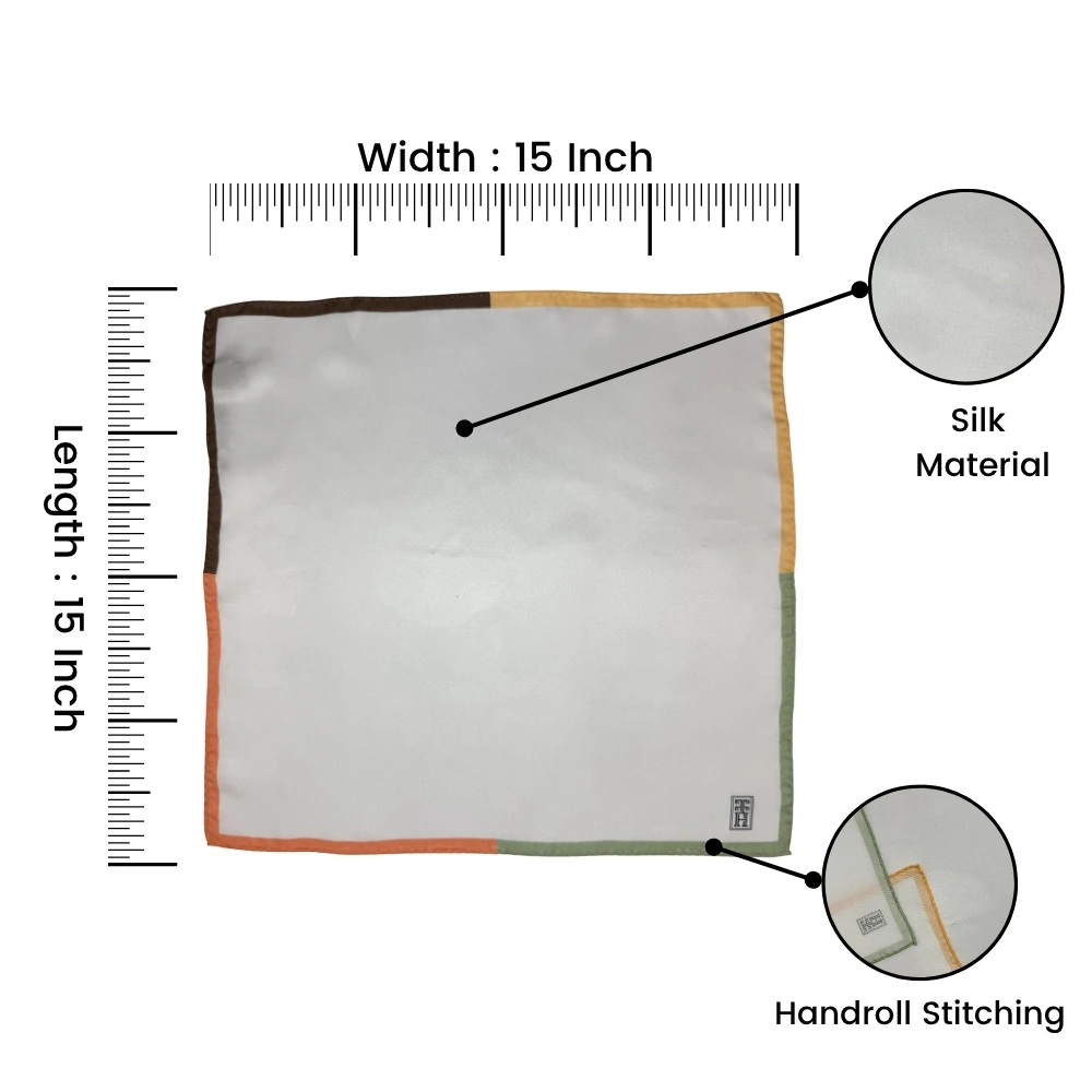 White Italian Silk Pocket Square for Men