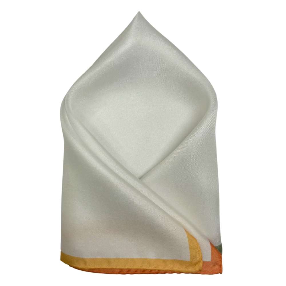 White Italian Silk Pocket Square for Men