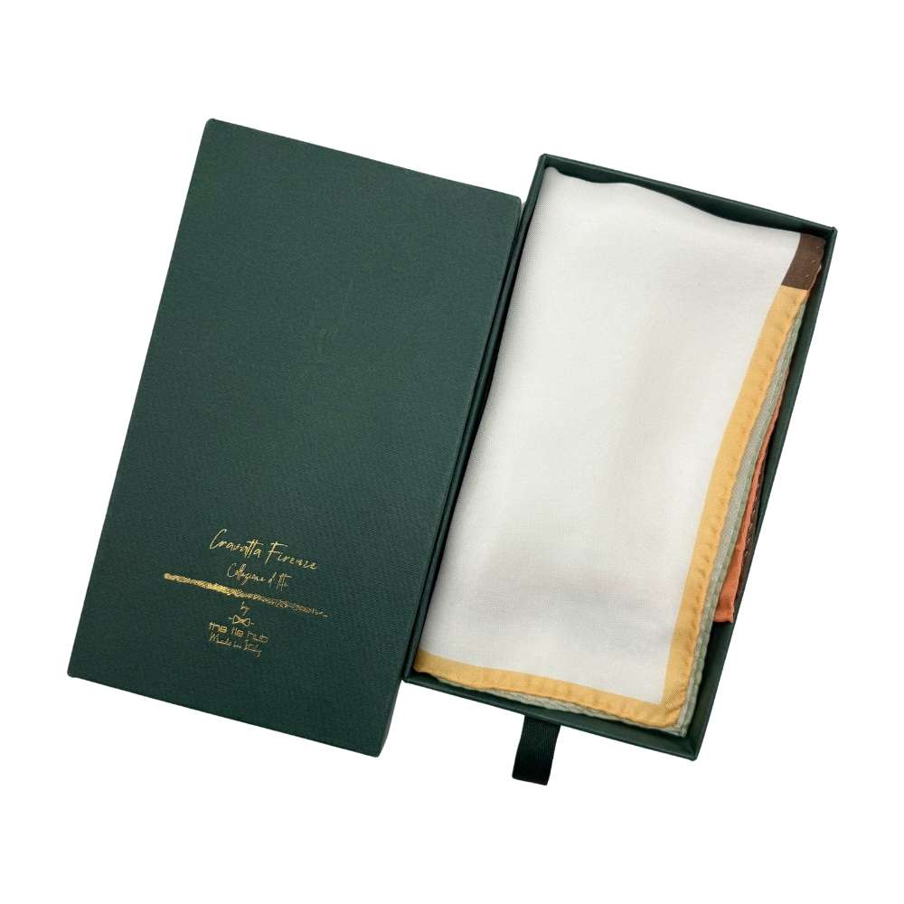 White Italian Silk Pocket Square for Men