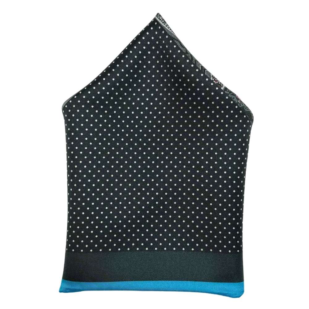 Black Paisley Italian Silk Pocket Square for Men