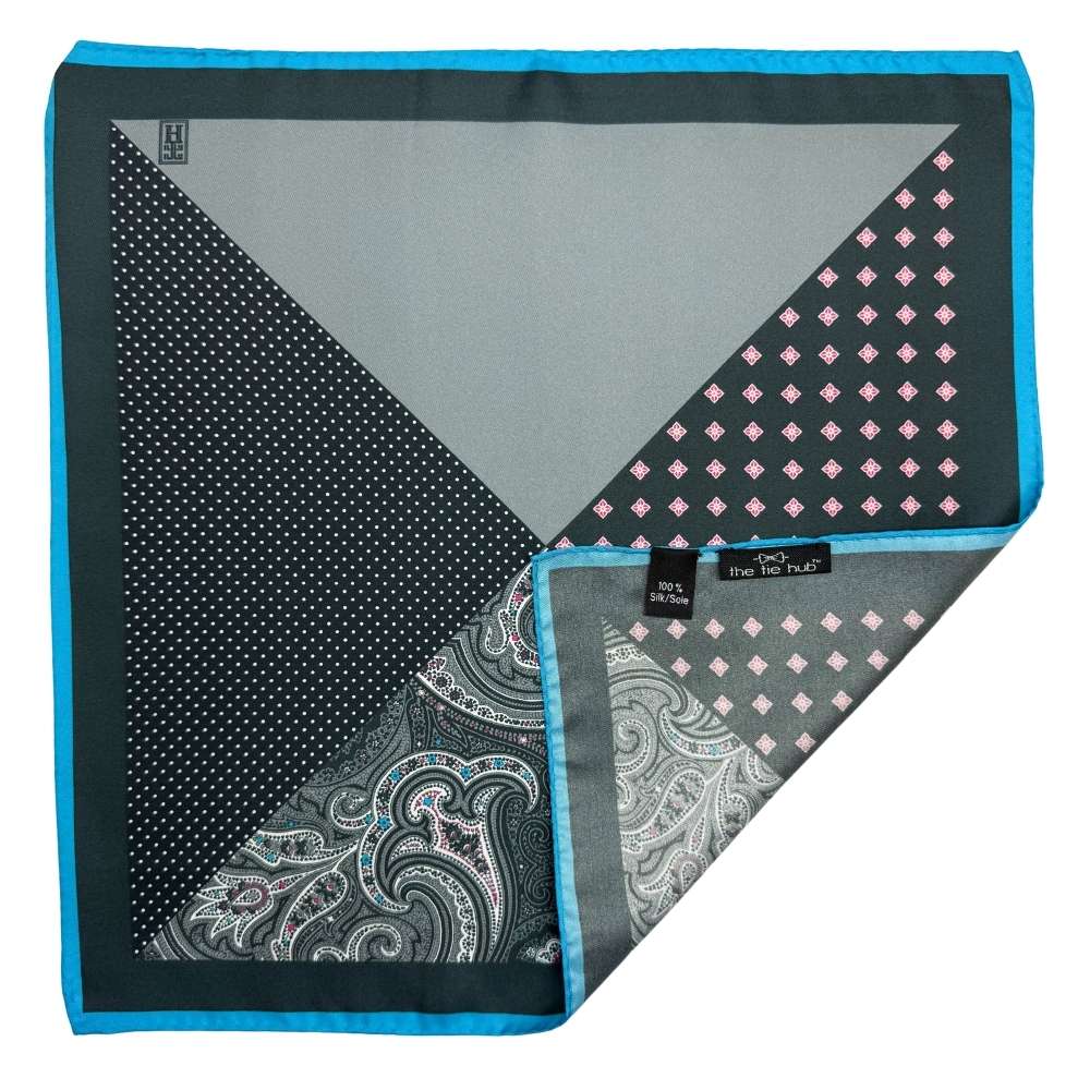 Black Paisley Italian Silk Pocket Square for Men