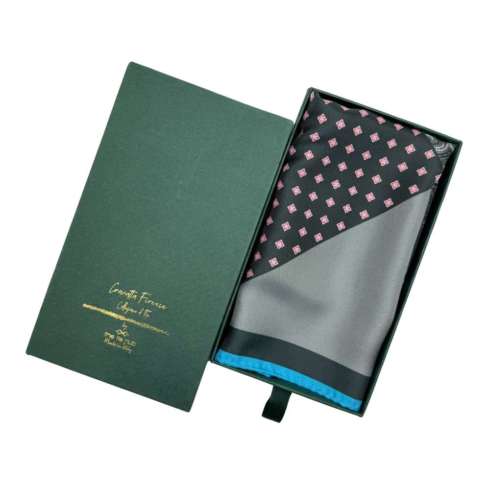 Black Paisley Italian Silk Pocket Square for Men