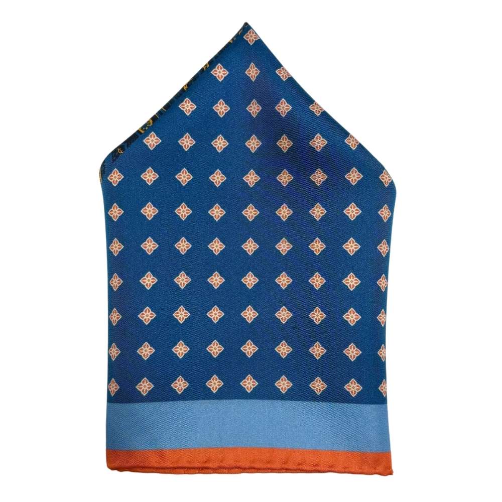 Blue Paisley Italian Silk Pocket Square for Men