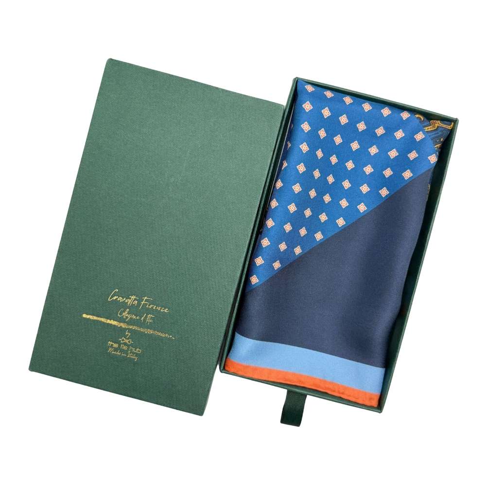 Blue Paisley Italian Silk Pocket Square for Men