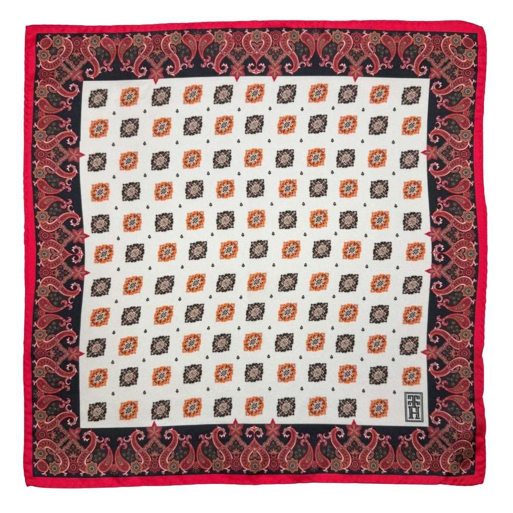 Pink Paisley Italian Silk Pocket Square for Men