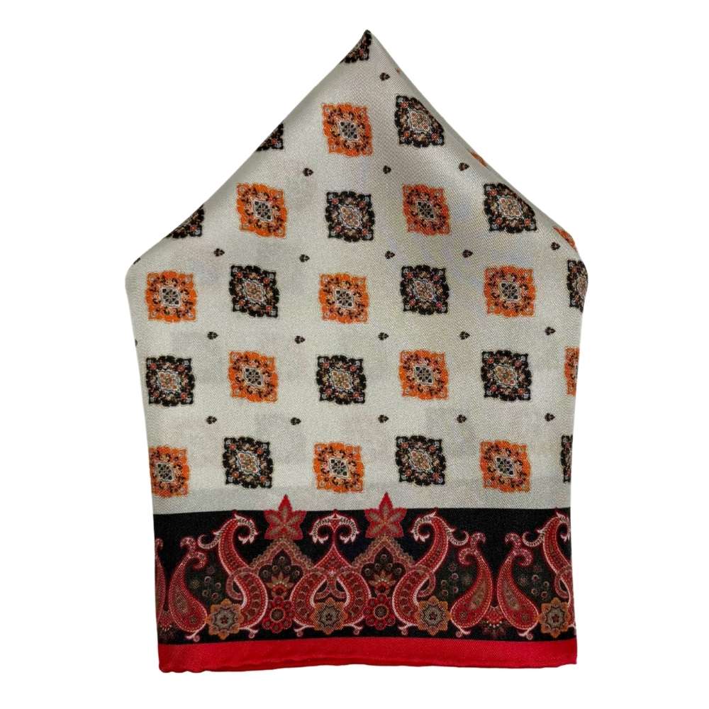 Pink Paisley Italian Silk Pocket Square for Men