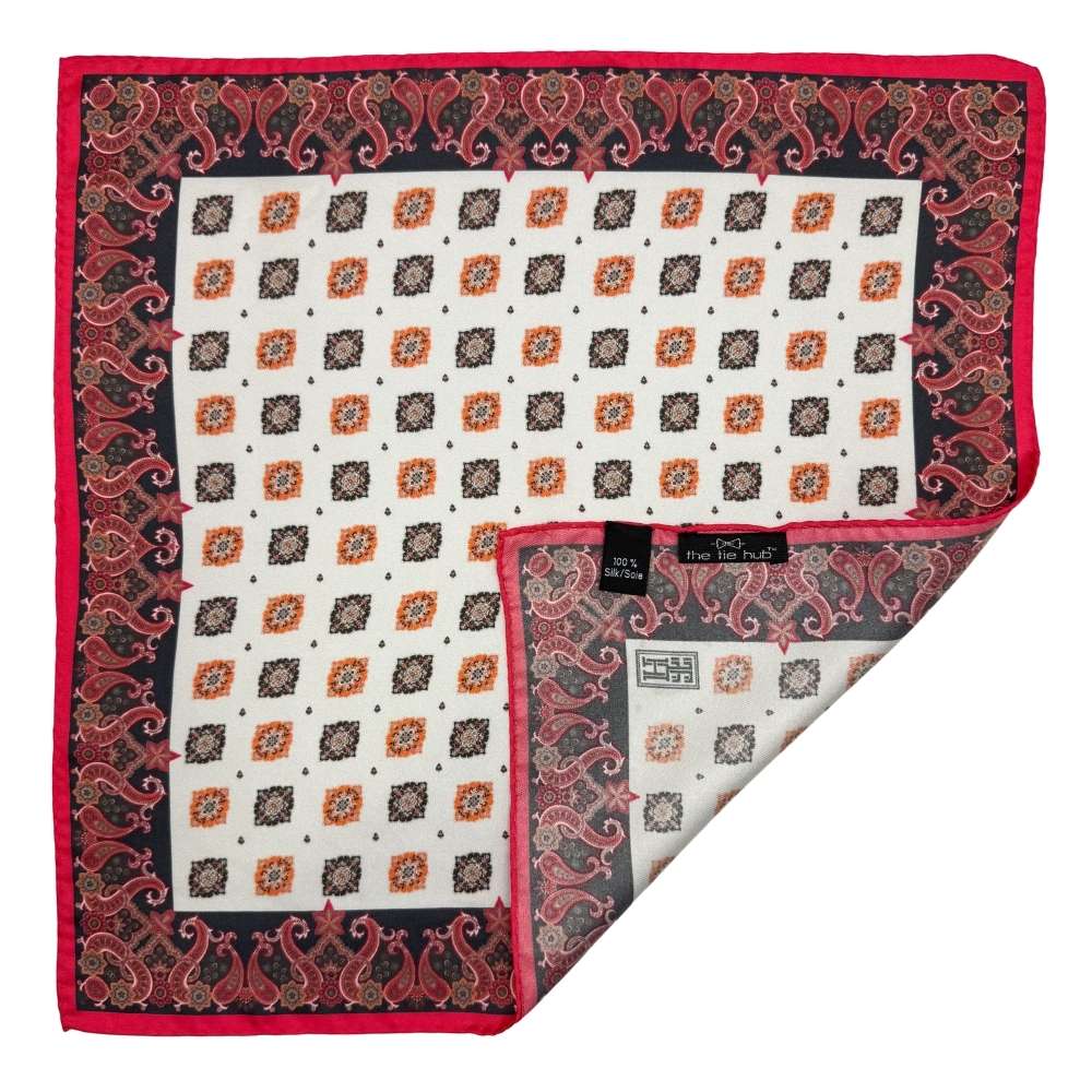 Pink Paisley Italian Silk Pocket Square for Men