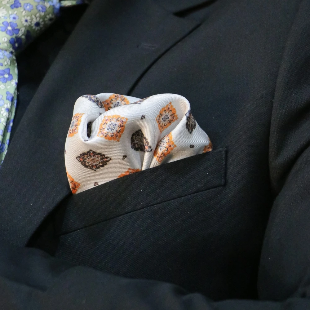 Pink Paisley Italian Silk Pocket Square for Men