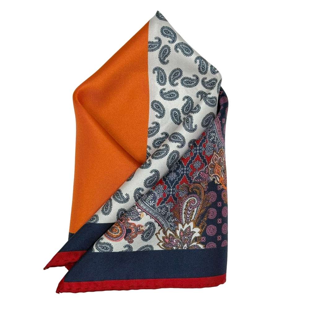 Multicolor Paisley Italian Silk Pocket Square for Men