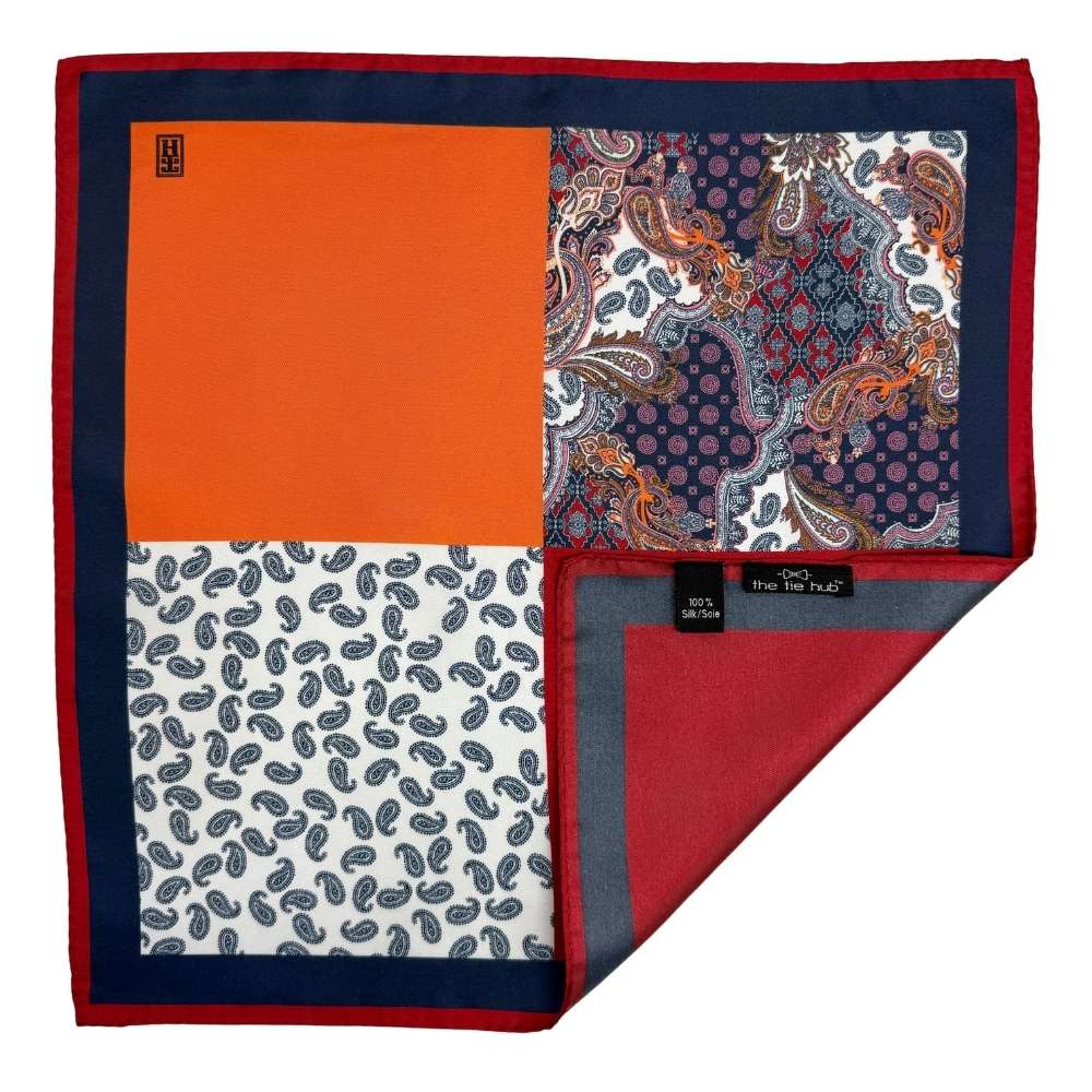 Multicolor Paisley Italian Silk Pocket Square for Men