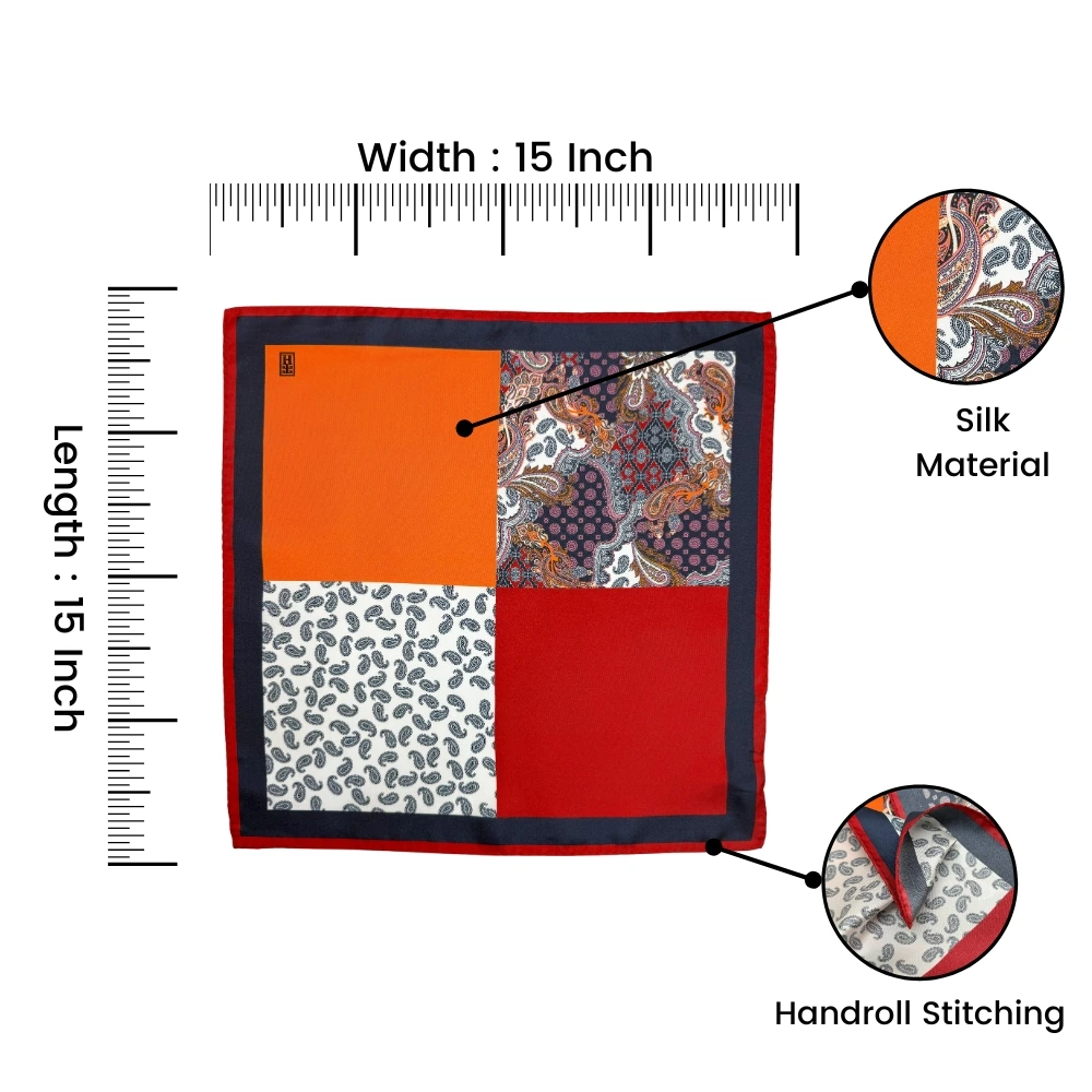 Multicolor Paisley Italian Silk Pocket Square for Men