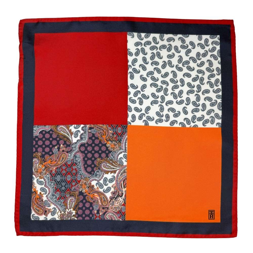 Multicolor Paisley Italian Silk Pocket Square for Men