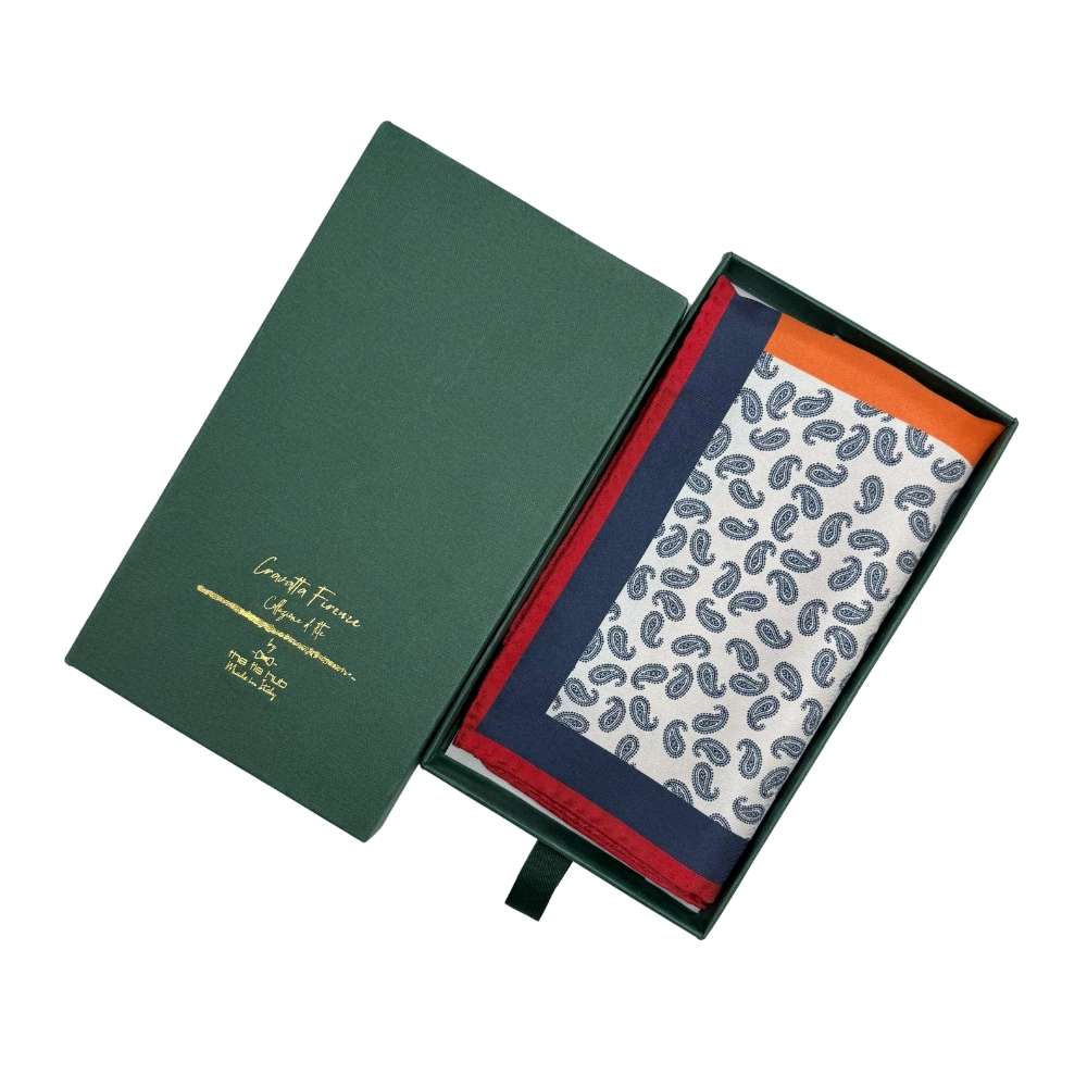 Multicolor Paisley Italian Silk Pocket Square for Men