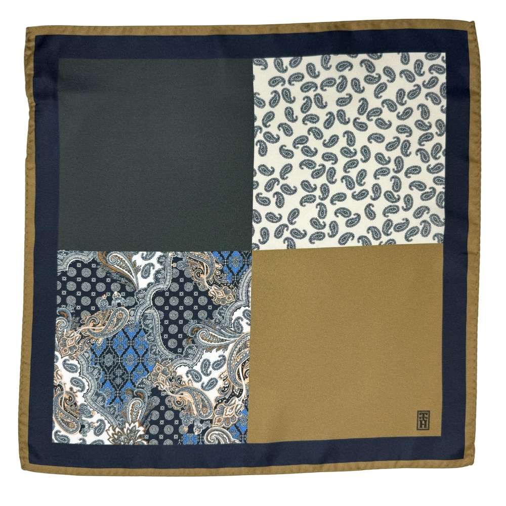 Green Paisley Italian Silk Pocket Square for Men