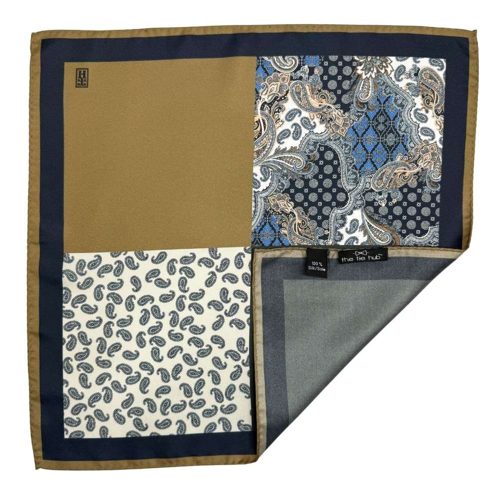 Green Paisley Italian Silk Pocket Square for Men