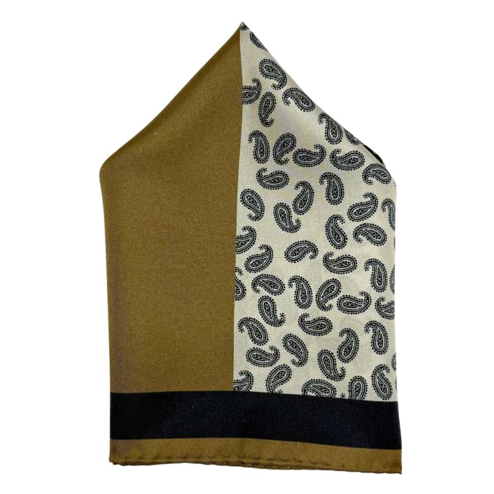 Green Paisley Italian Silk Pocket Square for Men