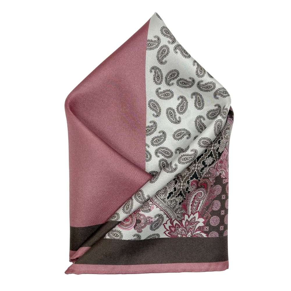 Pink Paisley Italian Silk Pocket Square for Men