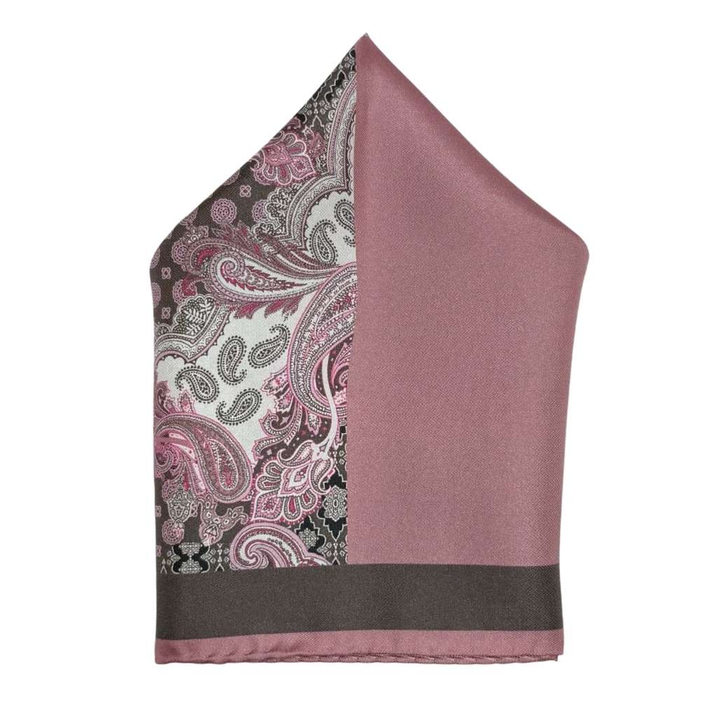 Pink Paisley Italian Silk Pocket Square for Men
