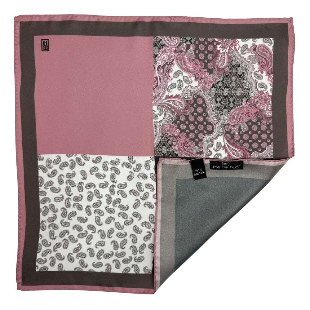 Pink Paisley Italian Silk Pocket Square for Men