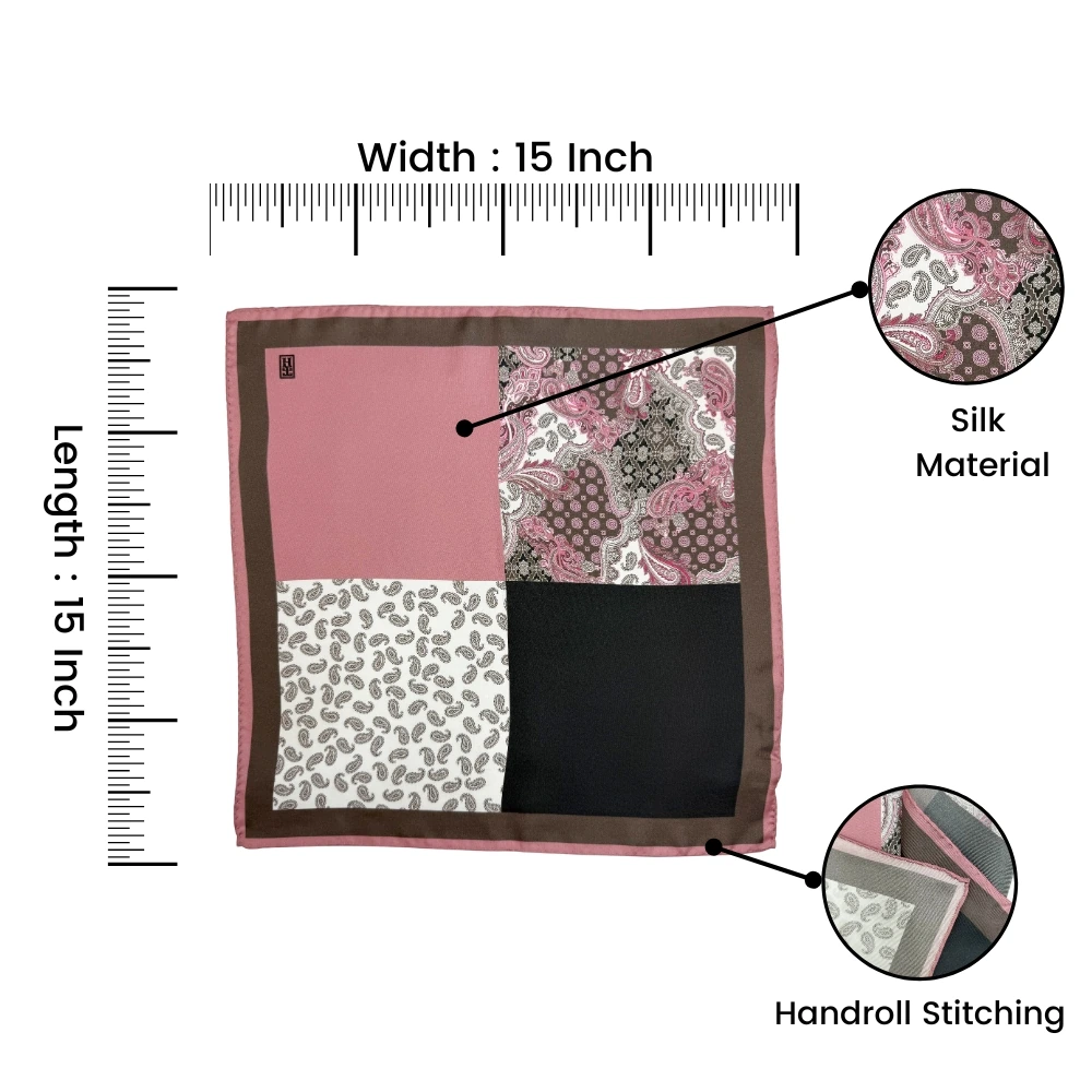Pink Paisley Italian Silk Pocket Square for Men