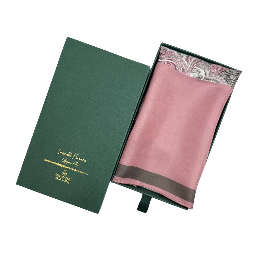 Pink Paisley Italian Silk Pocket Square for Men