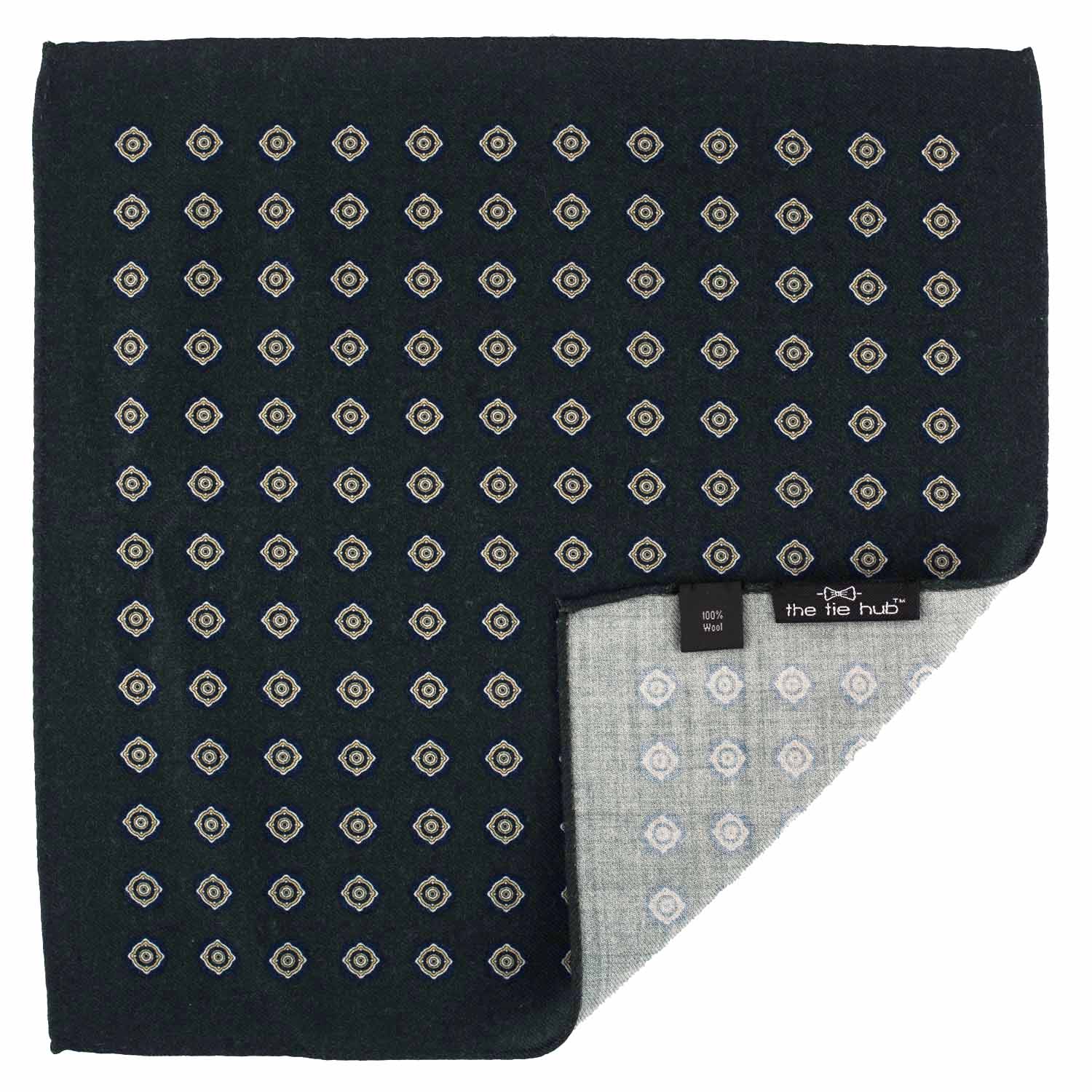 Green Geometric Pocket Square for Men