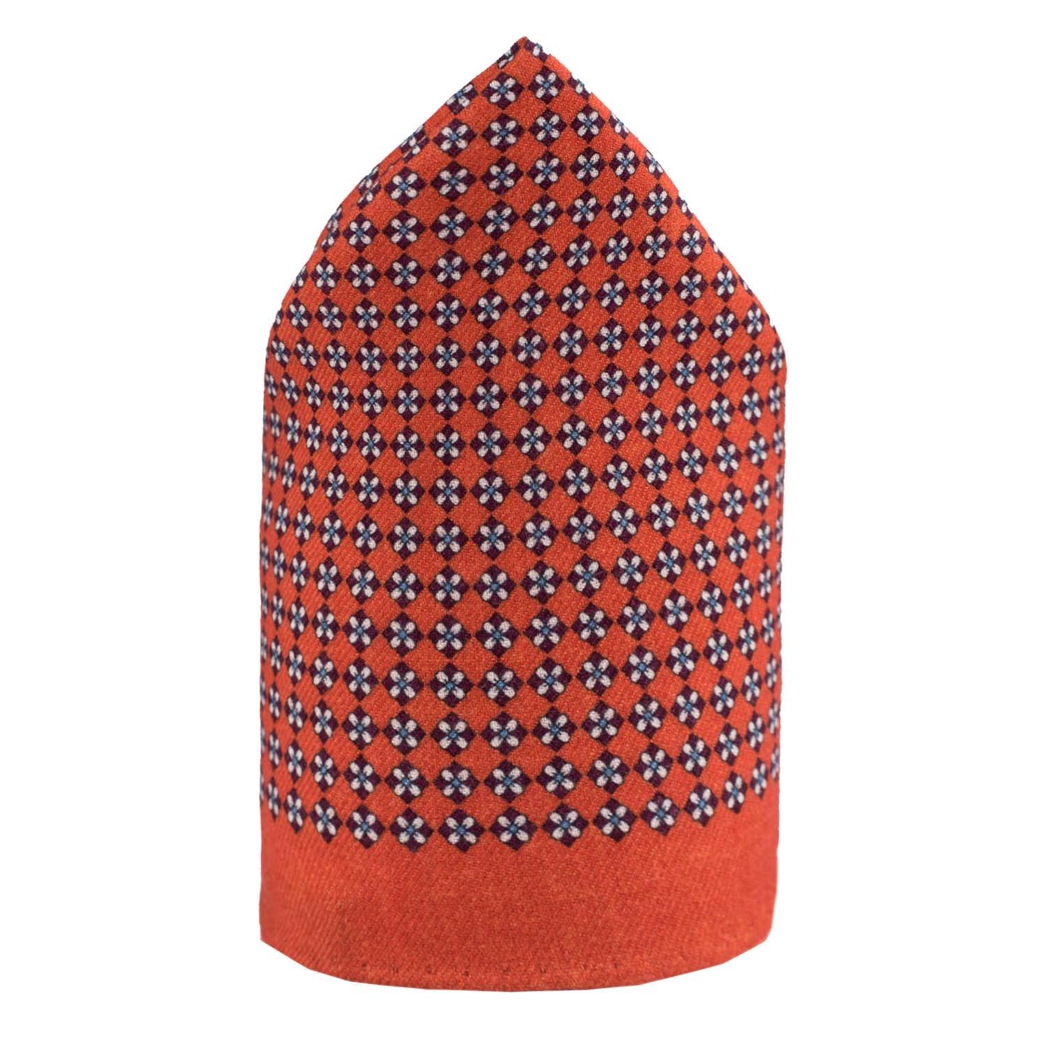 Orange Floral Pocket Square for Men