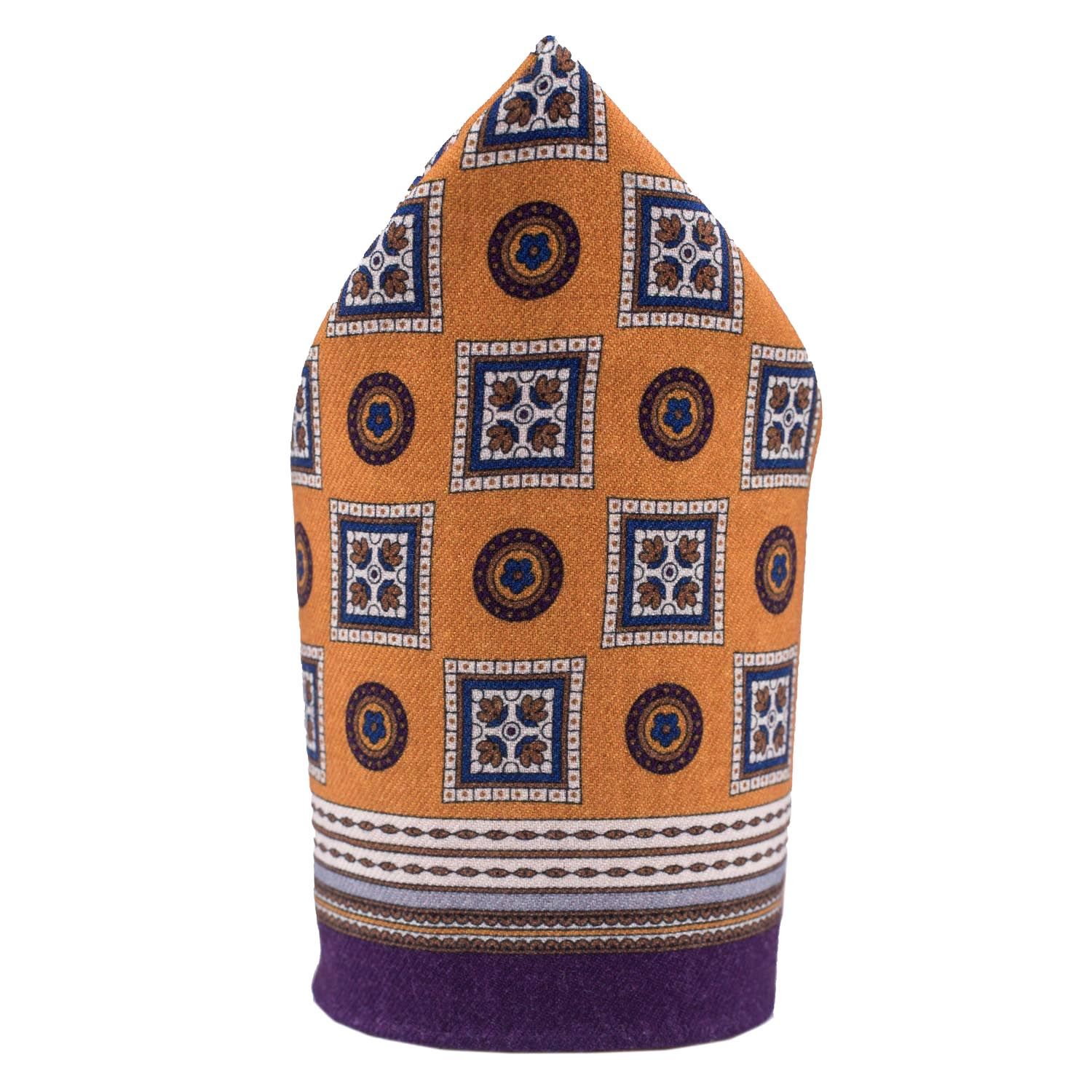 Yellow Geometric Pocket Square for Men