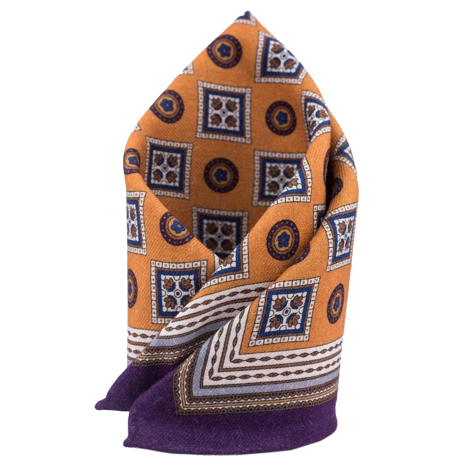 Yellow Geometric Pocket Square for Men