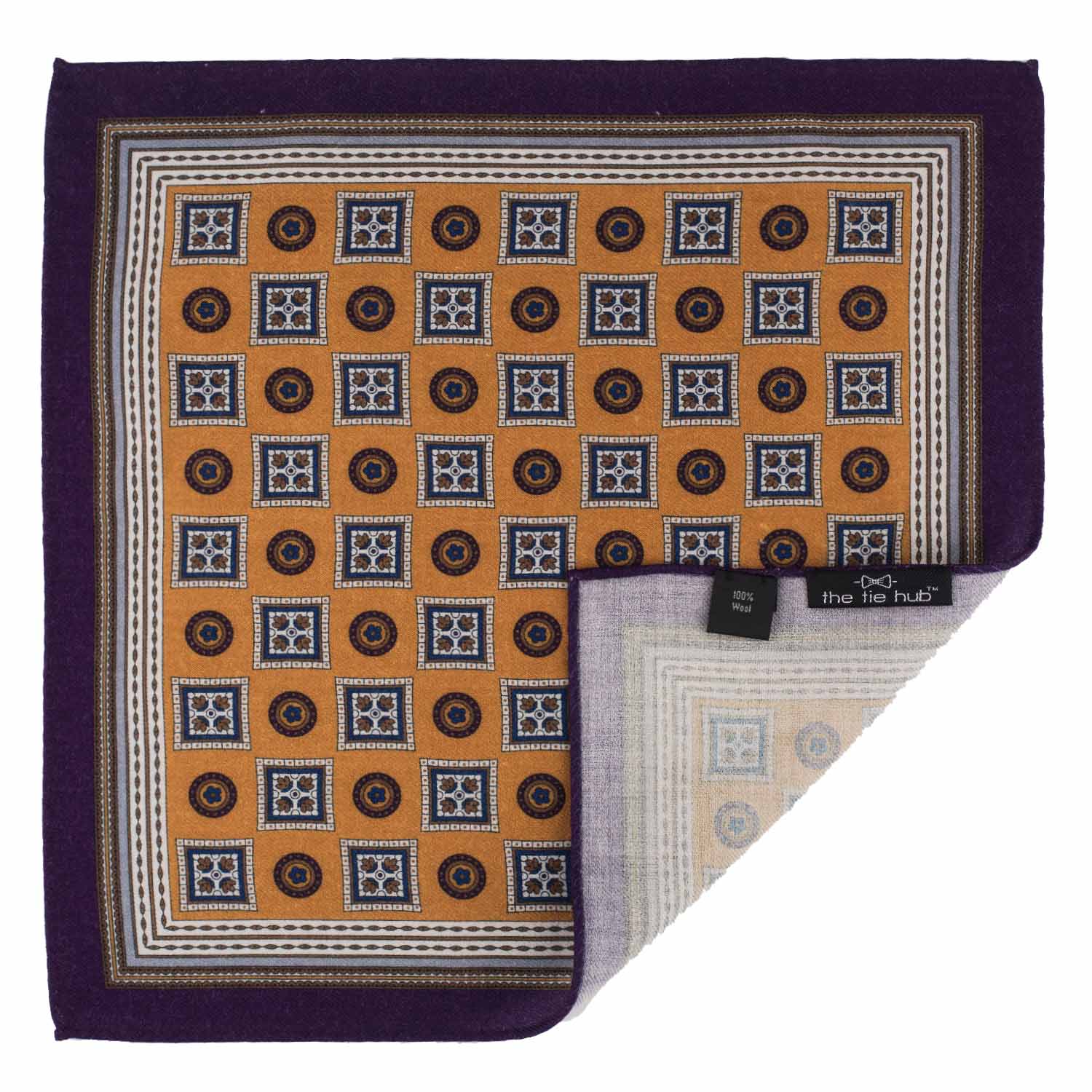 Yellow Geometric Pocket Square for Men