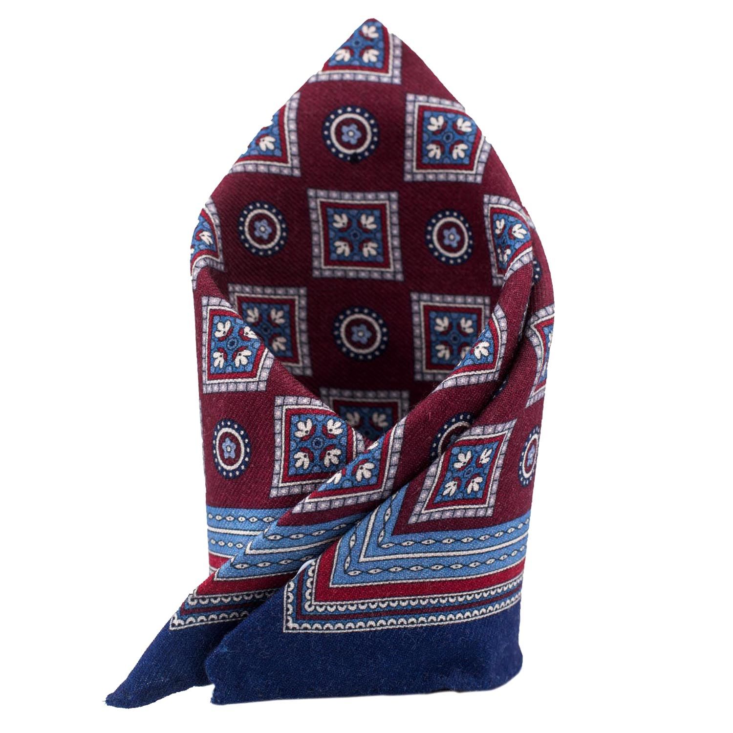 Burgundy Geometric Pocket Square for Men