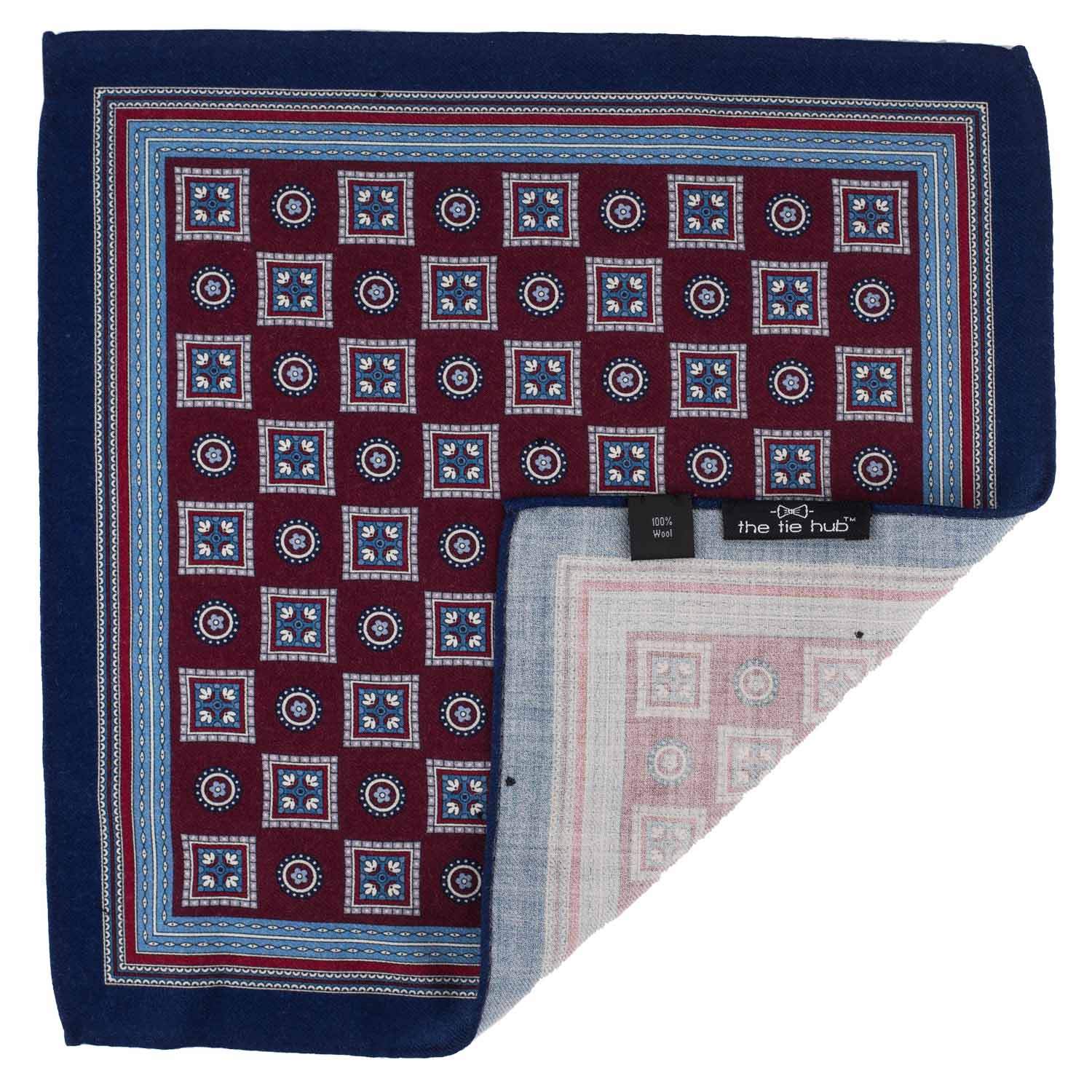 Burgundy Geometric Pocket Square for Men