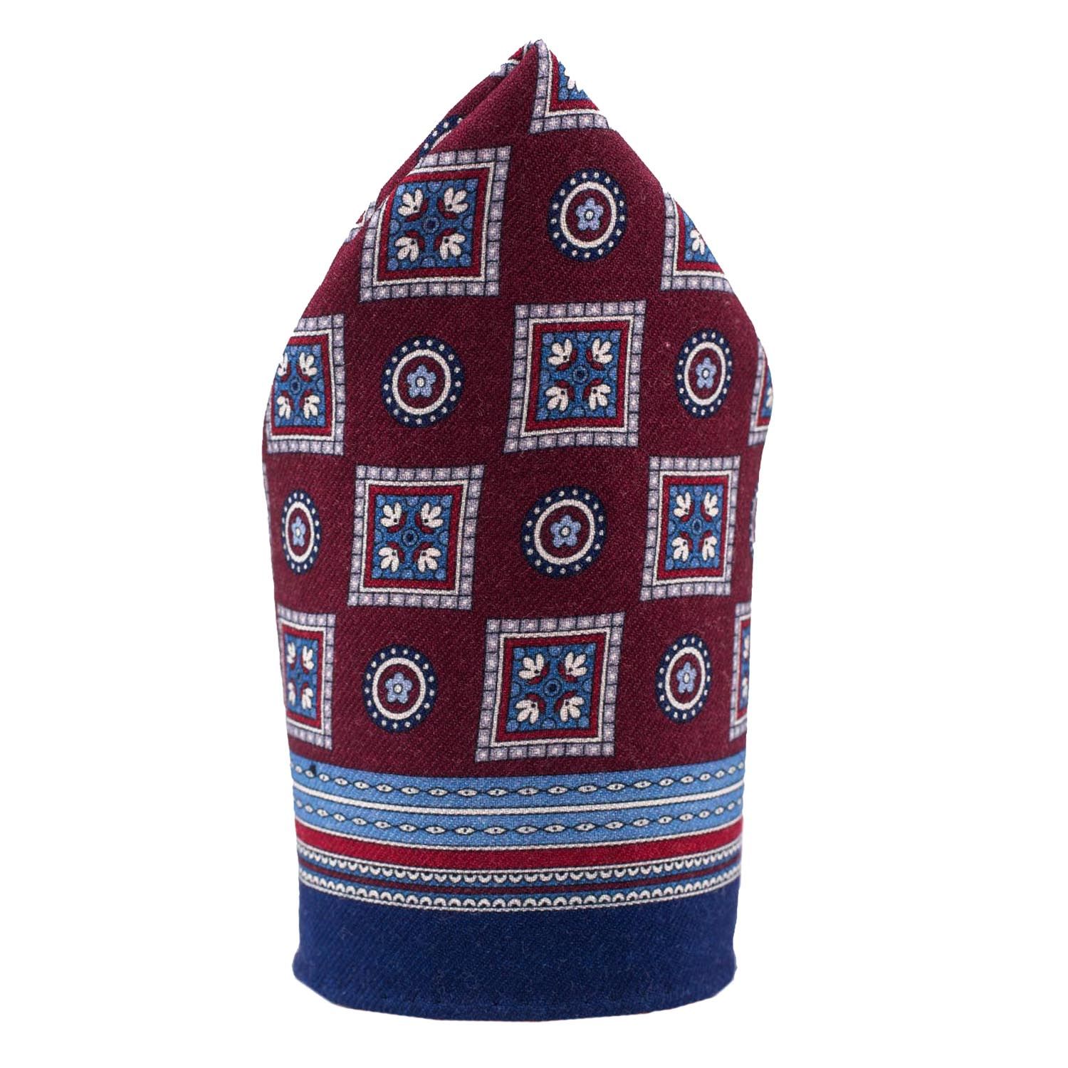 Burgundy Geometric Pocket Square for Men