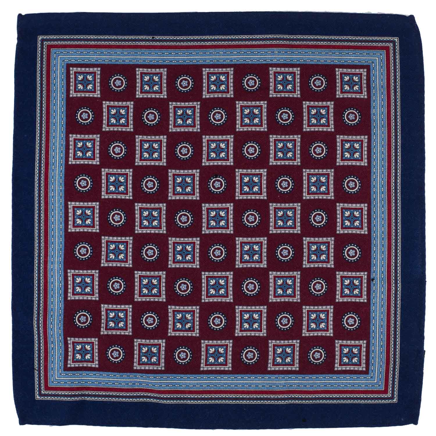 Burgundy Geometric Pocket Square for Men