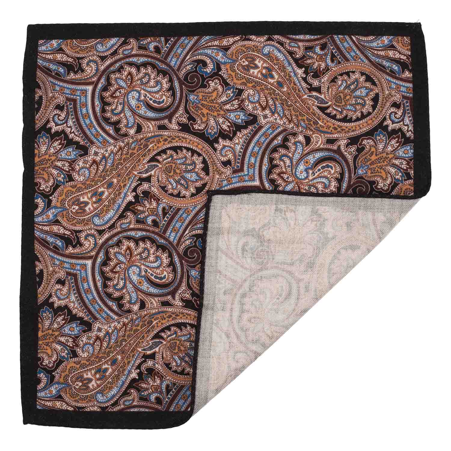 Black Paisley Pocket Square for Men