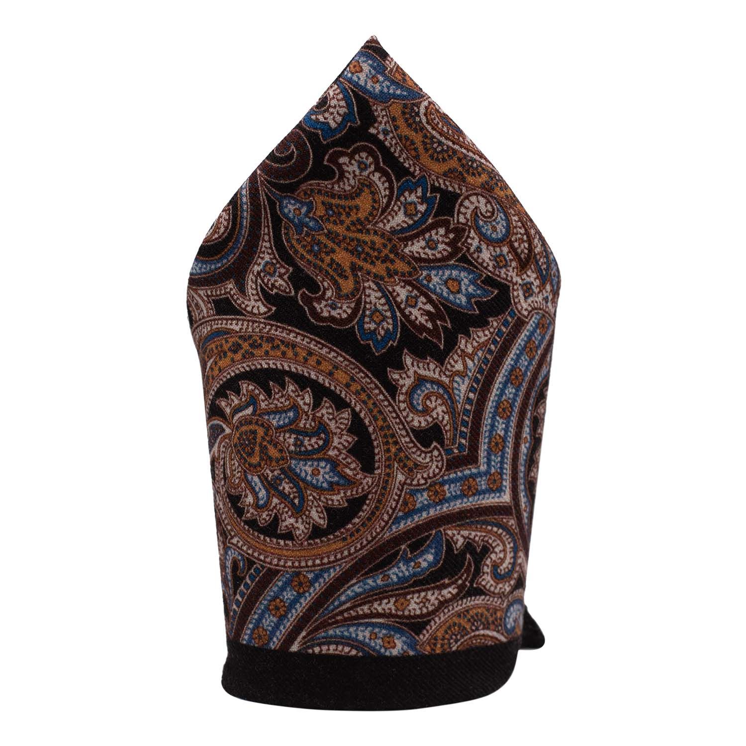 Black Paisley Pocket Square for Men