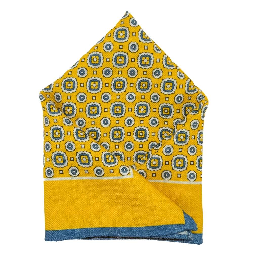 Yellow Geometric Pocket Square for Men
