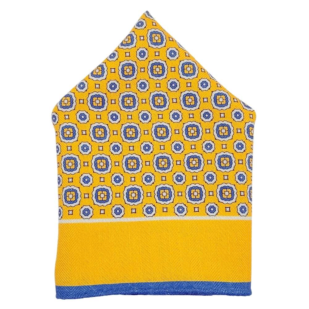 Yellow Geometric Pocket Square for Men