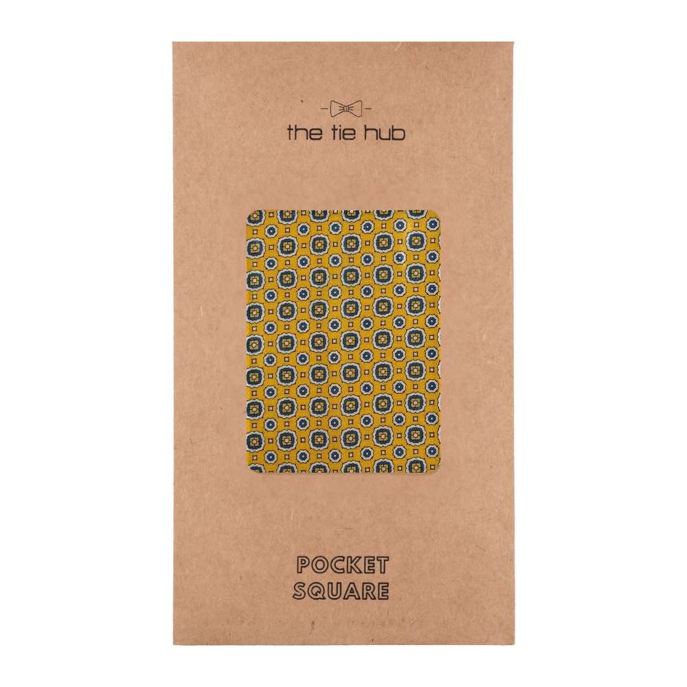 Yellow Geometric Pocket Square for Men