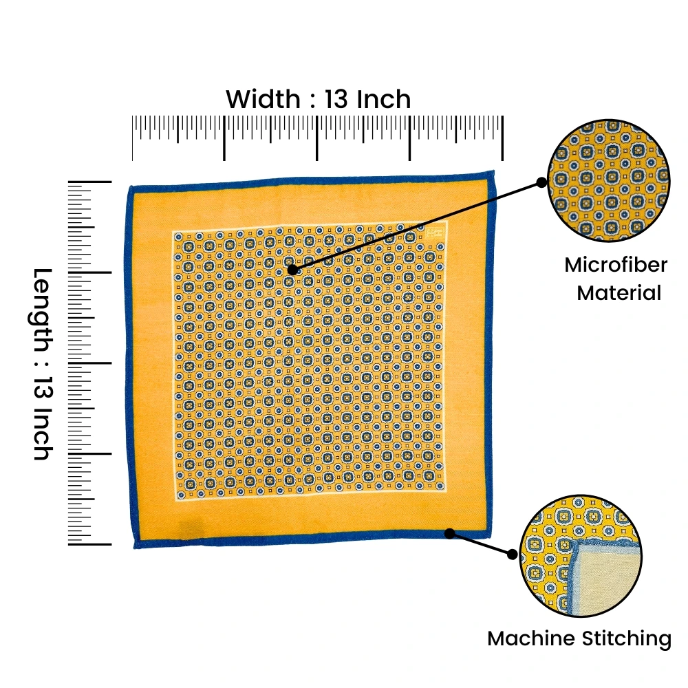 Yellow Geometric Pocket Square for Men
