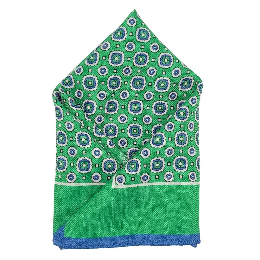 Green Geometric Pocket Square for Men