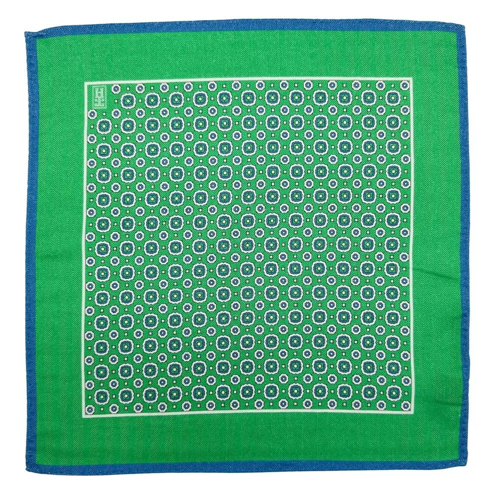 Green Geometric Pocket Square for Men