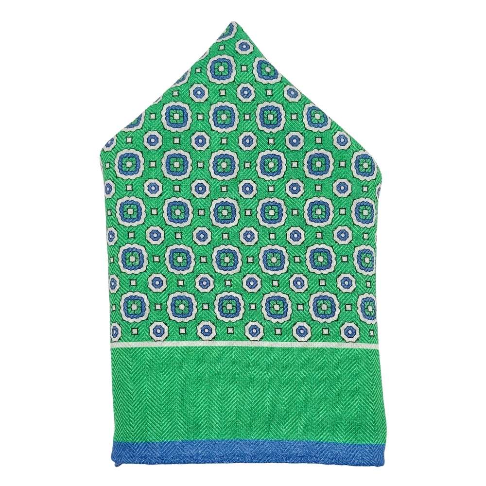 Green Geometric Pocket Square for Men