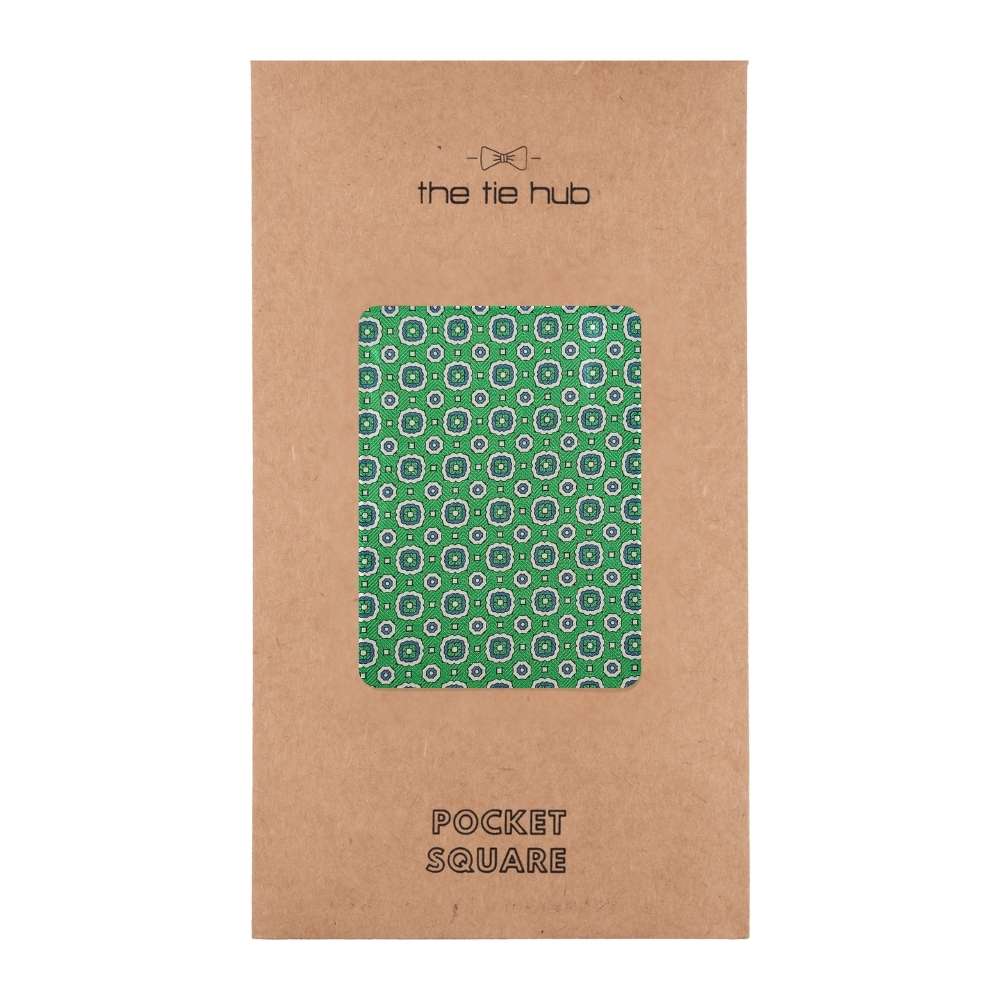 Green Geometric Pocket Square for Men