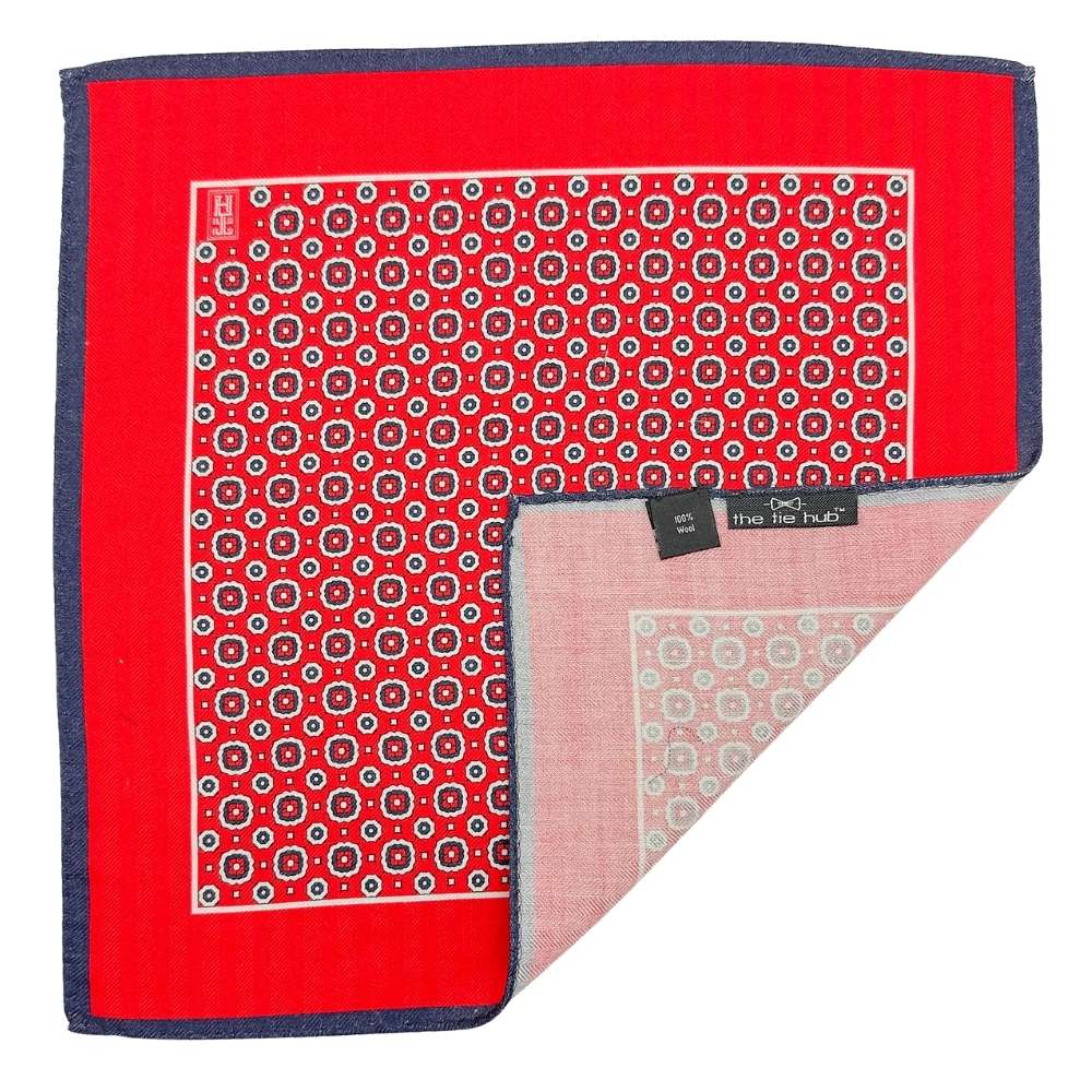 Red Geometric Pocket Square for Men