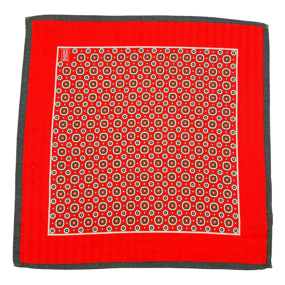 Red Geometric Pocket Square for Men