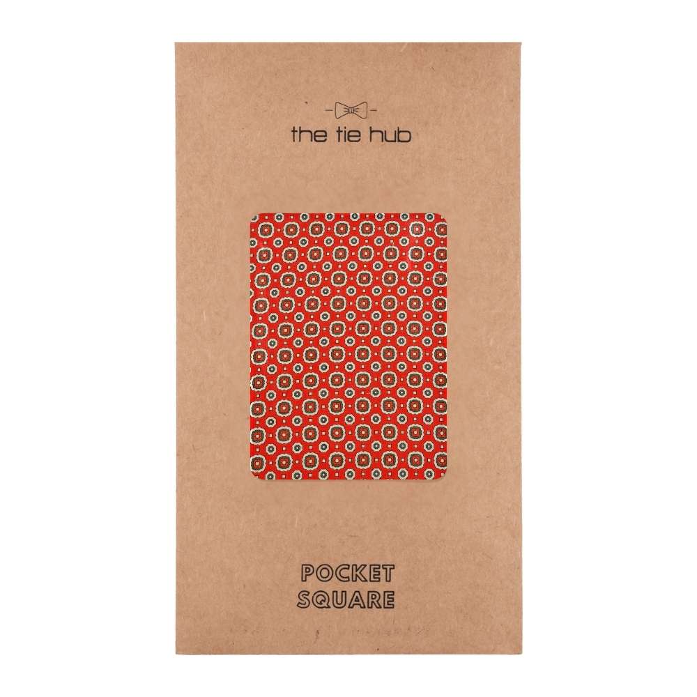 Red Geometric Pocket Square for Men