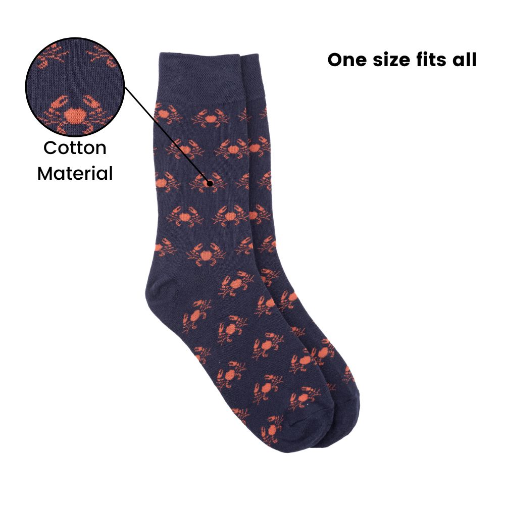 Navy Blue Crew Length Socks for Men