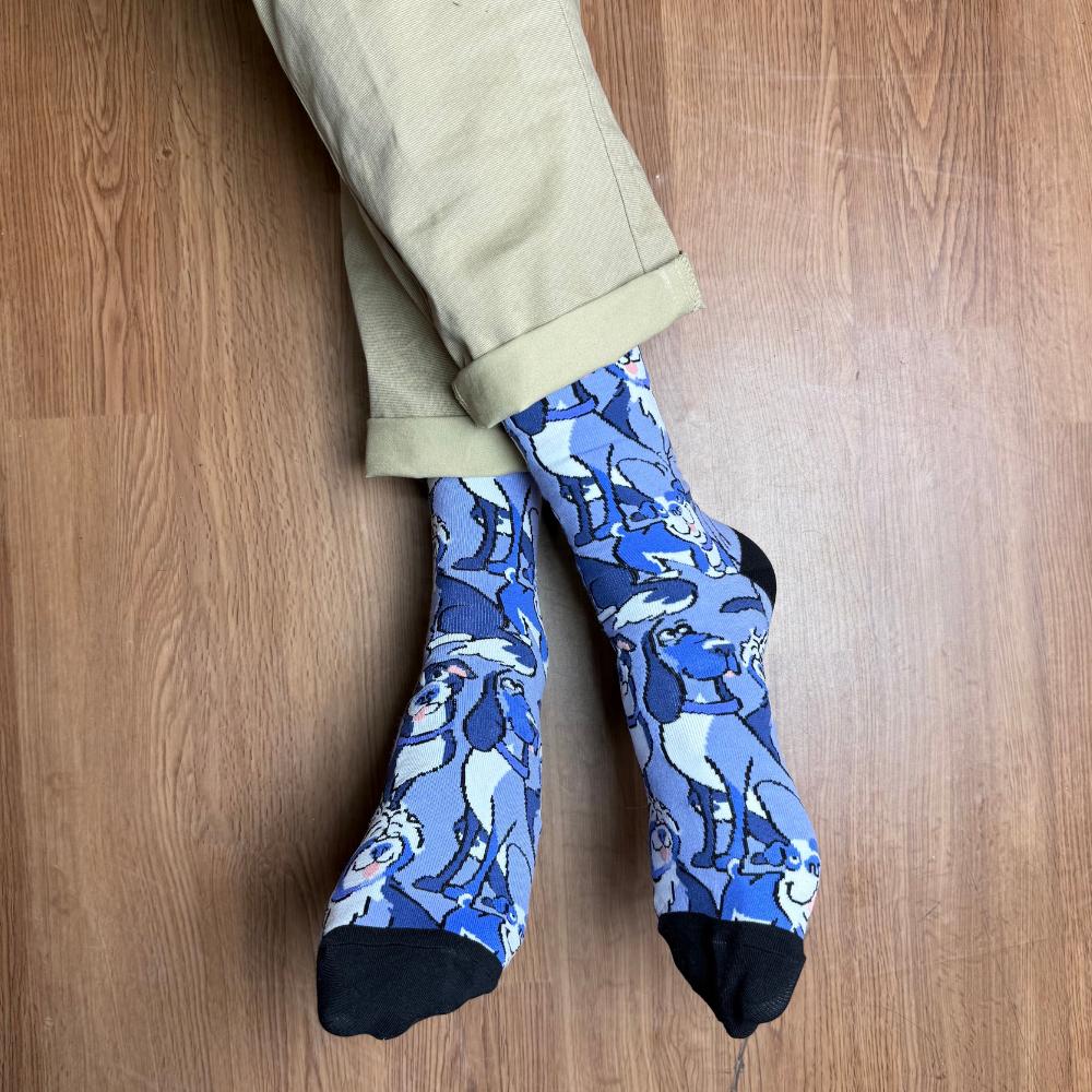 Blue Crew Length Socks for Men